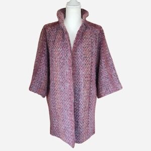 Pink and purple vintage Bullocks Wilshire 1960s tweed mohair wool blend coat